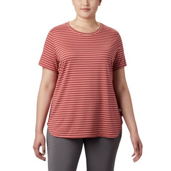 Columbia Firwood Camp II Short Sleeve Plus Size, Camiseta Rojos Rayas Para Mujer | 317548-LTN